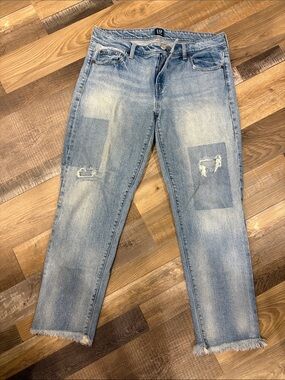 GAP Light Blue Distressed Straight Jeans